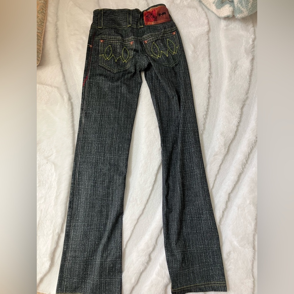 INKnBURN Women's vintage RARE dark denim leggings sz2 - Picture 2 of 4